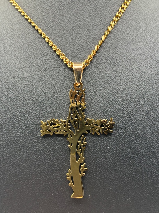 Jewelry - Gold Tree Cross Pendant Necklace - Women Jewelry